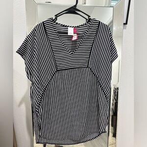 Xhilaration Black and White Flutter Sleeve Coverup